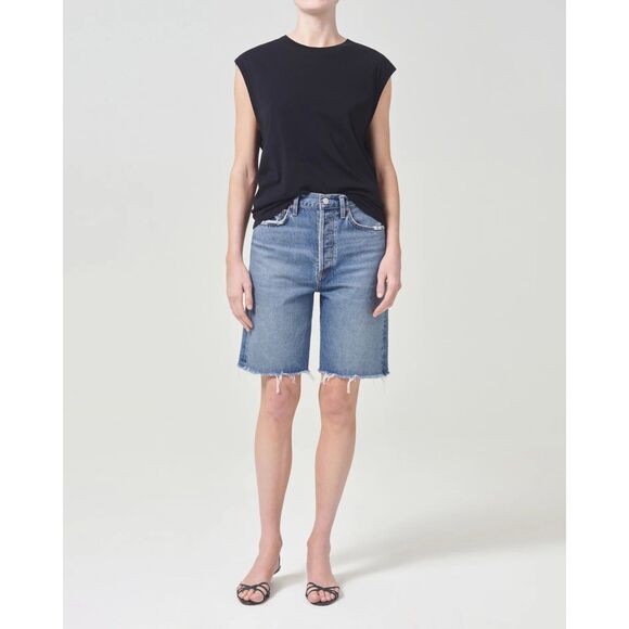 NWT AGOLDE Women's 90's Mid Rise Loose Denim Shorts in Precision Wash Size 23 - Picture 2 of 16